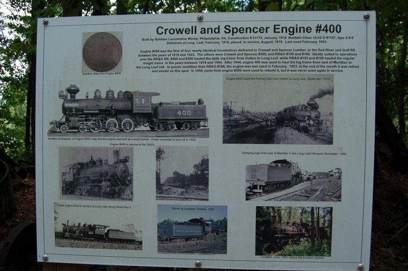 Crowell and Spencer Engine #400 Marker image. Click for full size.