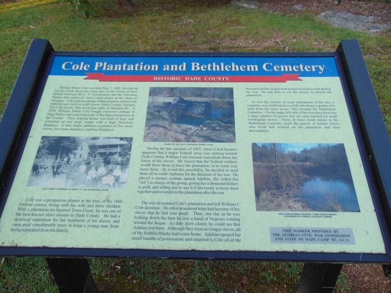 Cole Plantation and Bethlehem Cemetery Marker image. Click for full size.