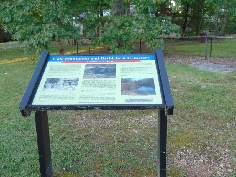 Cole Plantation and Bethlehem Cemetery Marker image. Click for full size.