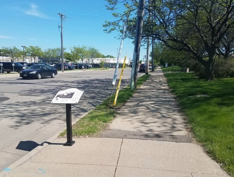 View of marker near the southwest corner of E. Lake St. and Snelling Ave.. Click for full size. View of marker near the southwest corner of E. Lake St. and Snelling Ave. image. Click for full size.