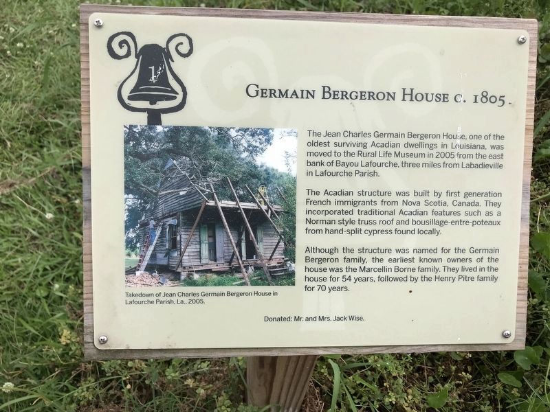 Germain Bergeron House Marker image. Click for full size.