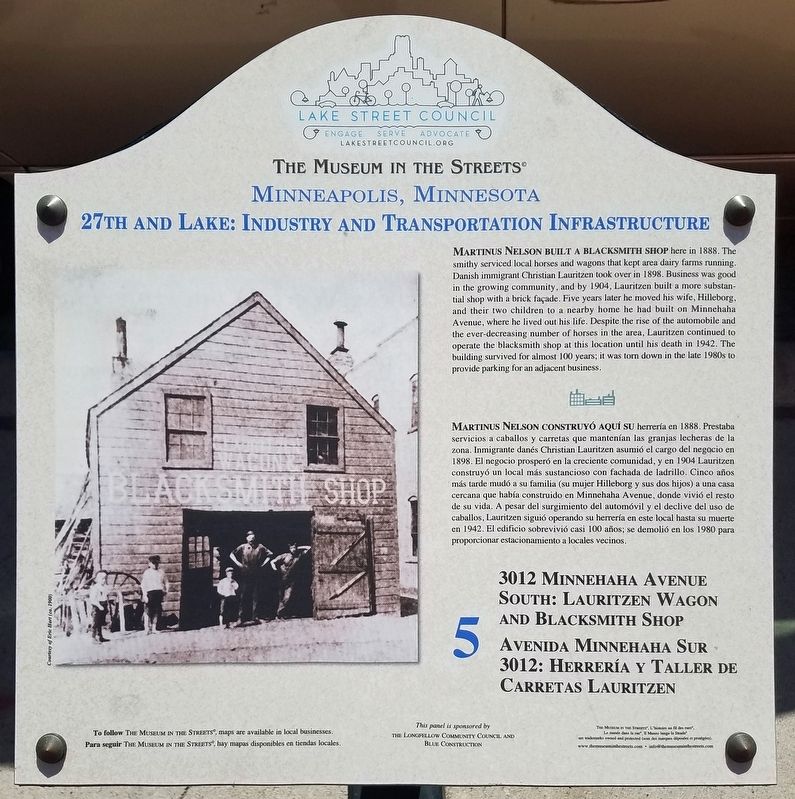 3012 Minnehaha Avenue South: Lauritzen Wagon and Blacksmith Shop marker image. Click for full size.