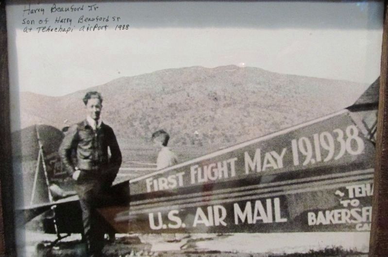 Harry Beauford Jr. at Tehachapi Airport, 1938 image. Click for full size.