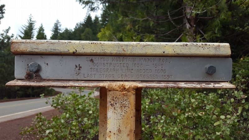 Siskiyou Mountain Wagon Road Marker. Click for full size. Siskiyou Mountain Wagon Road Marker image. Click for full size.