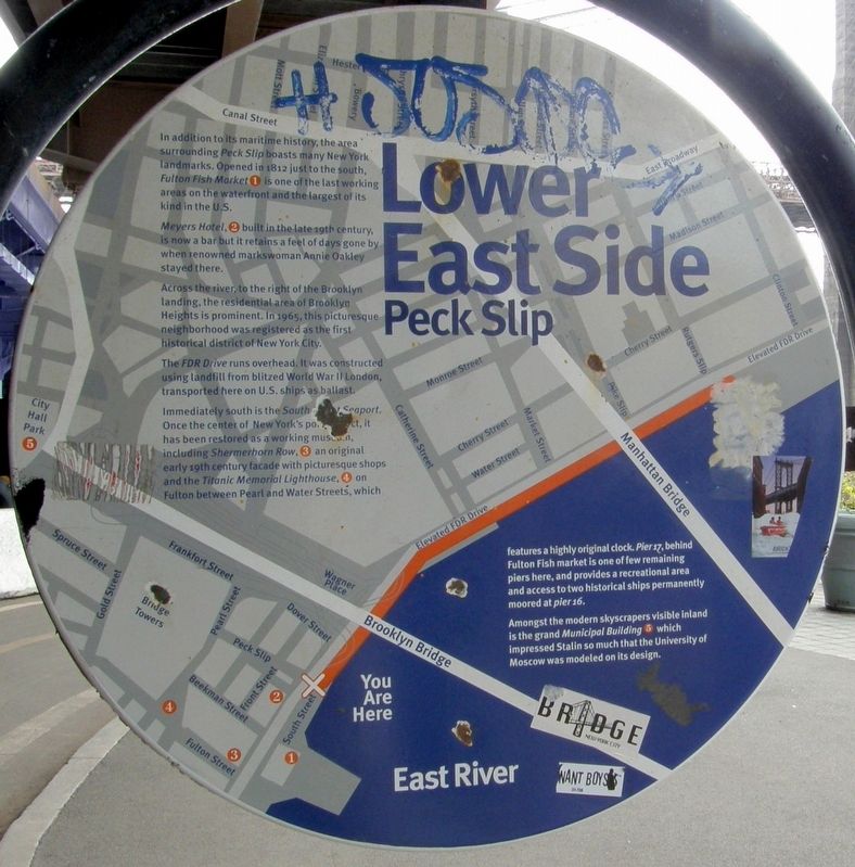 Lower East Side - Peck Slip Marker. Click for full size. Lower East Side - Peck Slip Marker image. Click for full size.