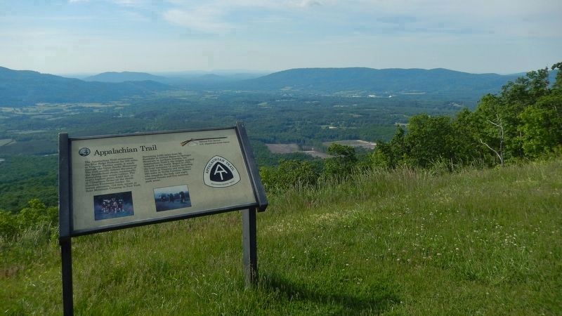 Appalachian Trail Marker (<i>wide view looking south • Appalachian Trail passes behind marker</i>) image. Click for full size.
