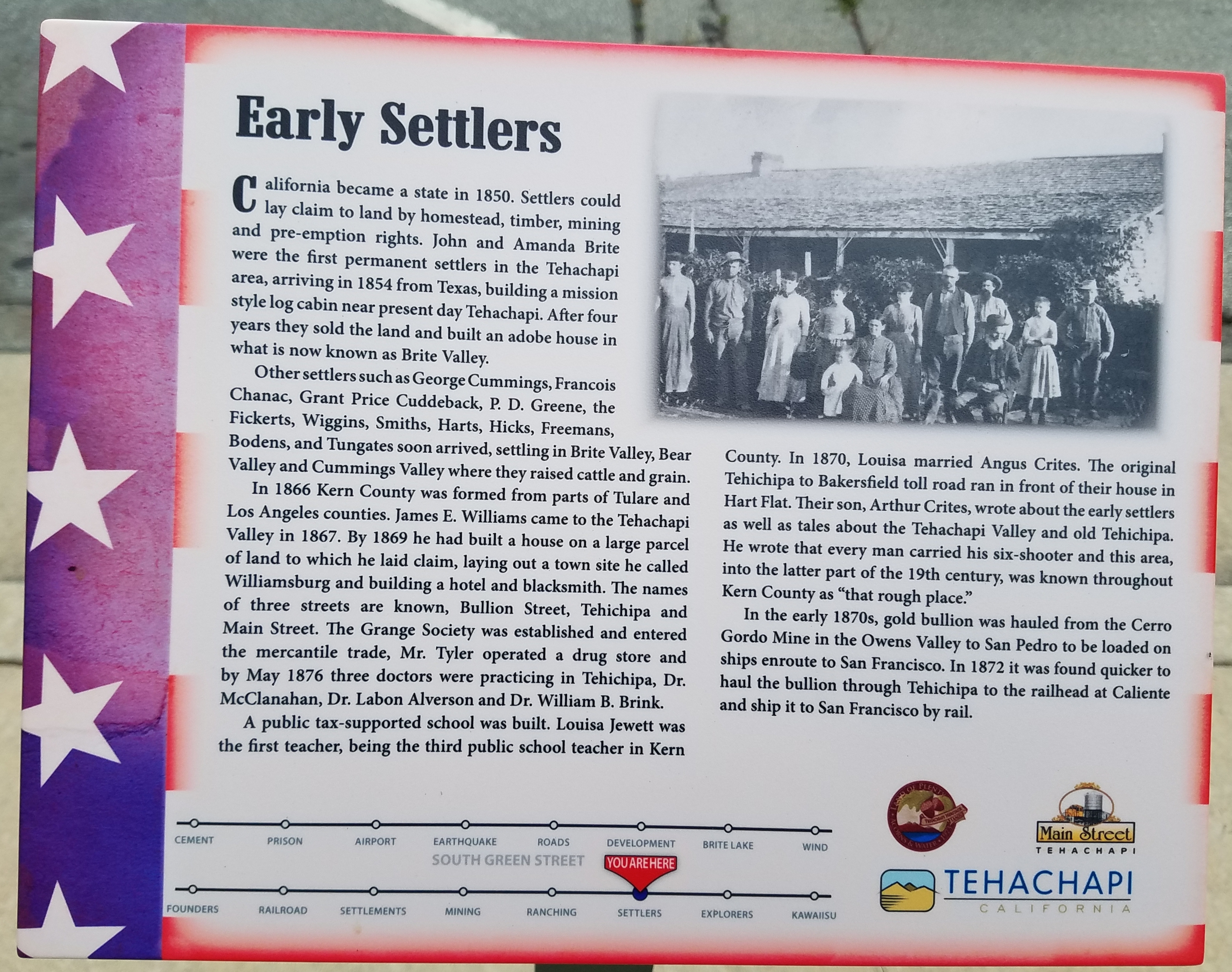 Early Settlers Marker