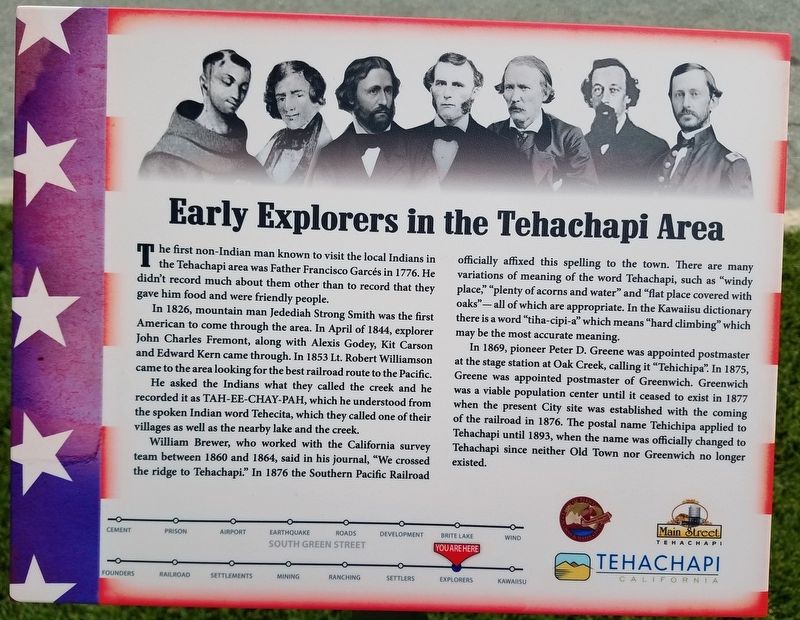 Early Explorers in the Tehachapi Area Marker image. Click for full size.
