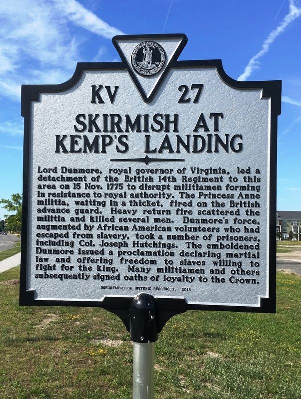 Skirmish at Kemp�s Landing Marker image. Click for full size.