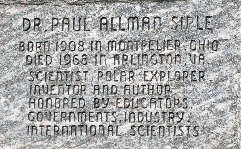Dr. Paul Allman Siple Marker image. Click for full size.