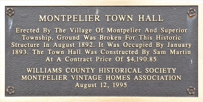Montpelier Town Hall Marker image. Click for full size.
