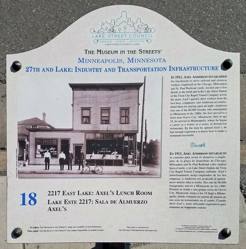 2217 East Lake: Axel's Lunch Room marker image. Click for full size.
