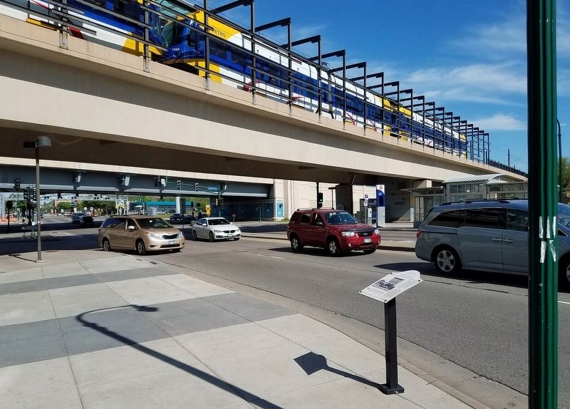 Marker just west of the Hiawatha Ave and light rail overpasses. Click for full size. Marker just west of the Hiawatha Ave and light rail overpasses image. Click for full size.
