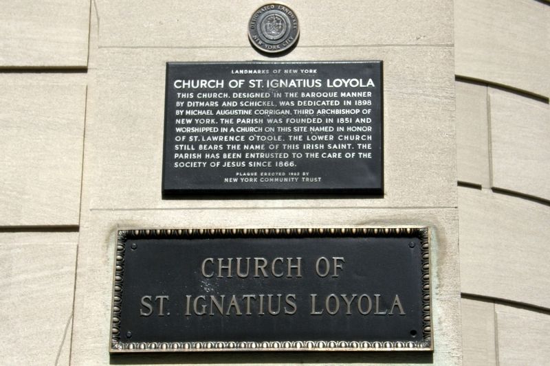 Church of St. Ignatius Loyola Marker. Click for full size. Church of St. Ignatius Loyola Marker image. Click for full size.