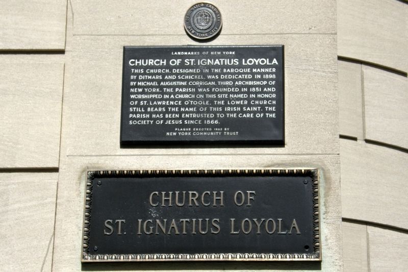Church of St. Ignatius Loyola Marker image. Click for full size.