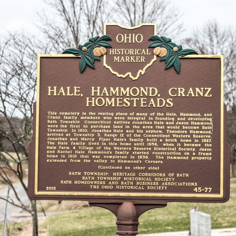 Hale, Hammond, Cranz Homesteads Marker, side one image. Click for full size.