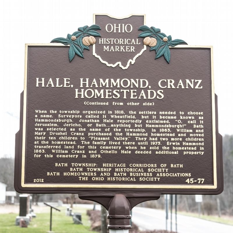 Hale, Hammond, Cranz Homesteads Marker, side two image. Click for full size.