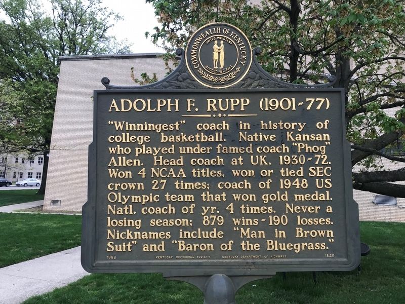 Adolph F. Rupp Marker image. Click for full size.