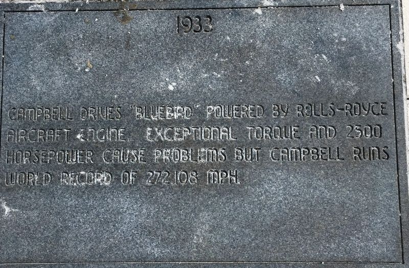 Racing on the Beach 1933 Marker. Click for full size. Racing on the Beach 1933 Marker image. Click for full size.