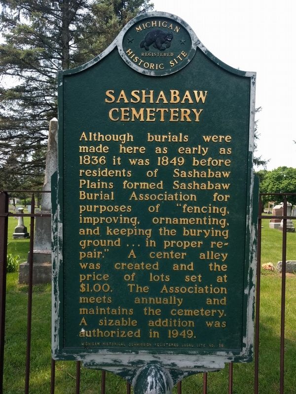 Sashabaw Cemetery Marker image. Click for full size.