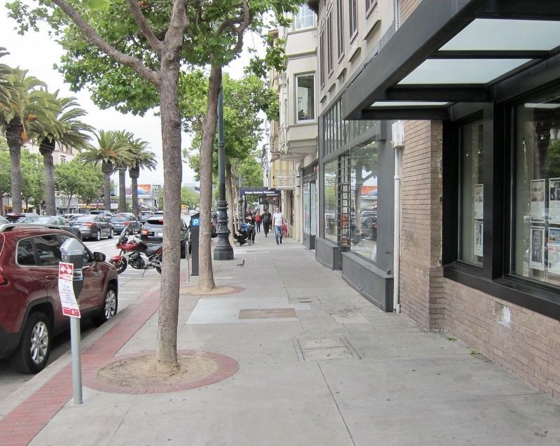 Glenn Burke Marker - wide view, looking east on Market image. Click for full size.