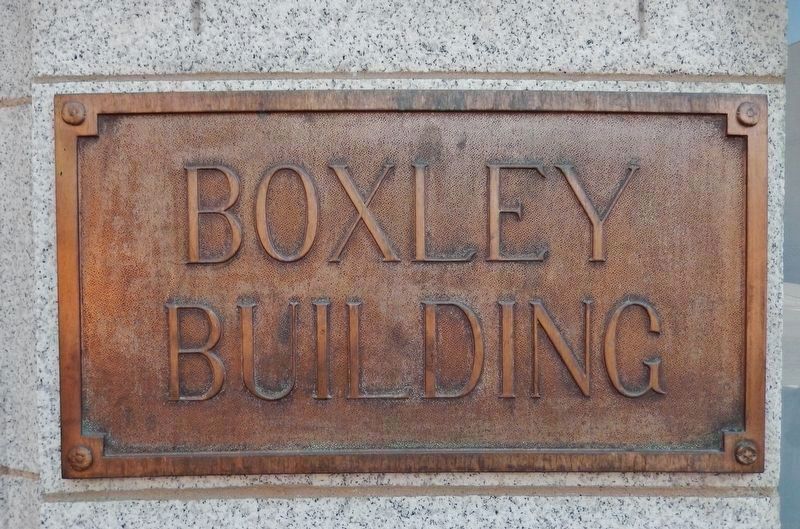 Boxley Building Plaque (<i>mounted at entrance near northwest corner of building</i>). Click for full size. Boxley Building Plaque (<i>mounted at entrance near northwest corner of building</i>) image. Click for full size.