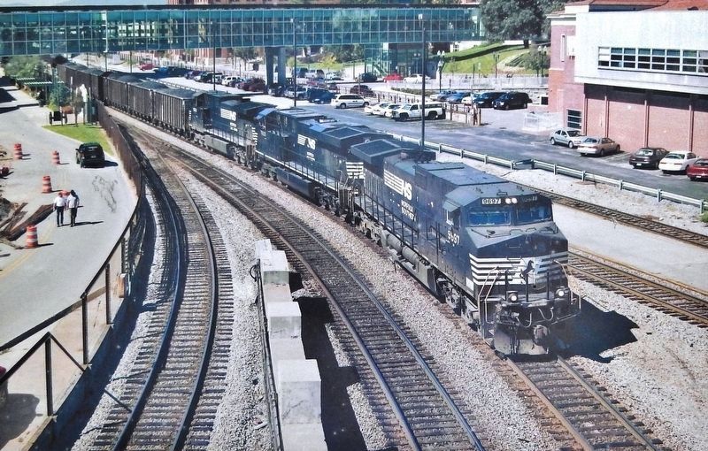 Marker detail: Coal train eastbound through Roanoke Terminal image. Click for full size.