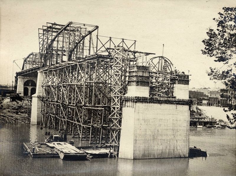 <i>Construction of the Shelby Street Bridge, circa 1909</i> image. Click for full size.