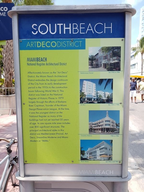 South Beach Art Deco District Marker image. Click for full size.