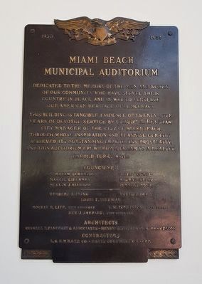Miami Beach Municipal Auditorium Marker image. Click for full size.