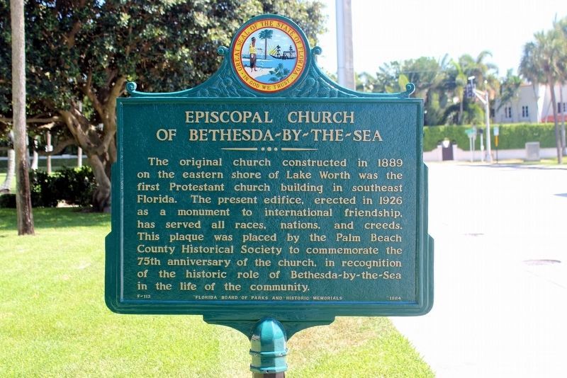 Episcopal Church of Bethesda-By-The-Sea Marker - restored image. Click for full size.