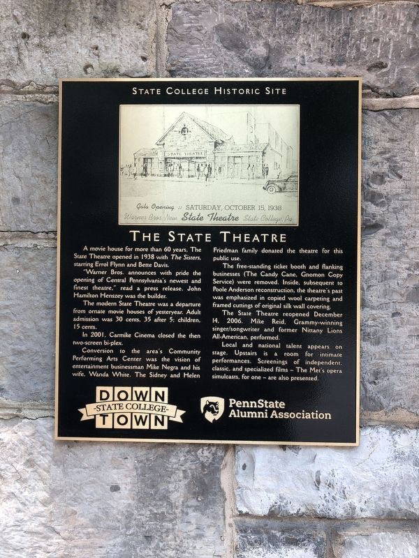 The State Theatre Marker. Click for full size. The State Theatre Marker image. Click for full size.