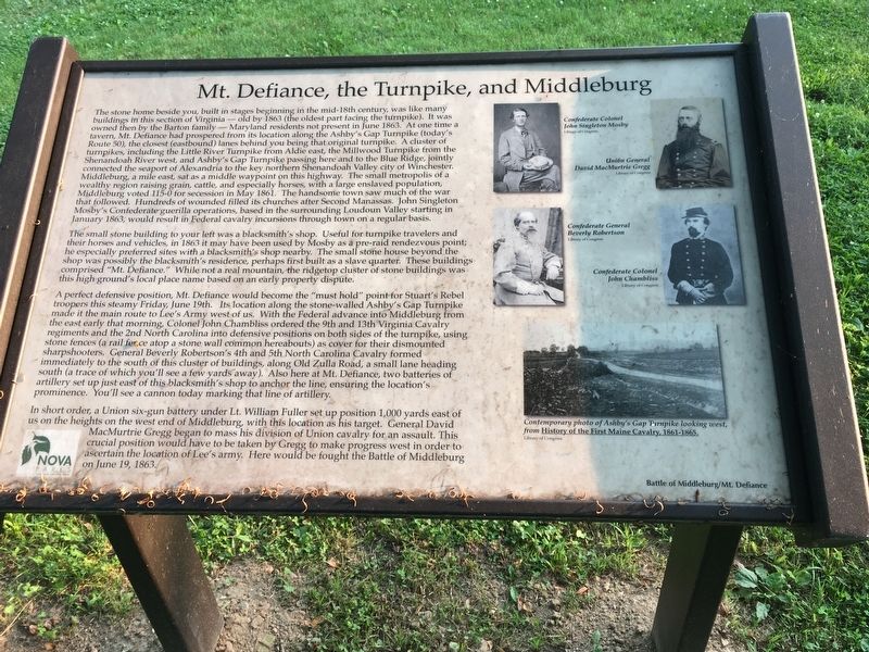 Mt. Defiance, the Turnpike, and Middleburg Marker image. Click for full size.