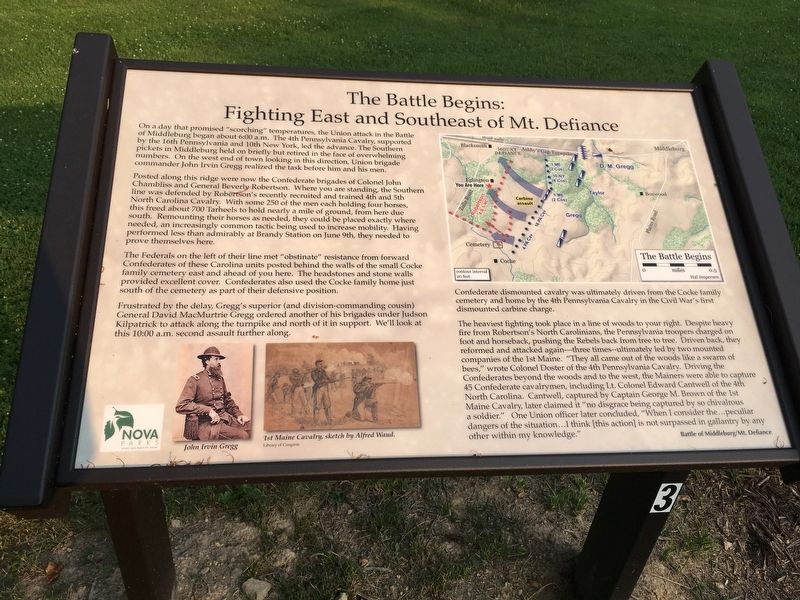 The Battle Begins: Fighting East and Southeast of Mt. Defiance Marker image. Click for full size.