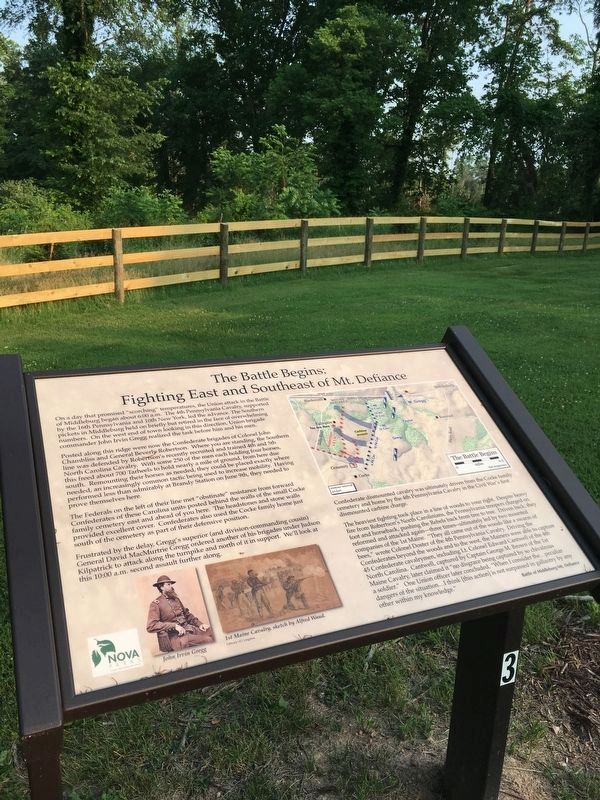 The Battle Begins: Fighting East and Southeast of Mt. Defiance Marker. Click for full size. The Battle Begins: Fighting East and Southeast of Mt. Defiance Marker image. Click for full size.