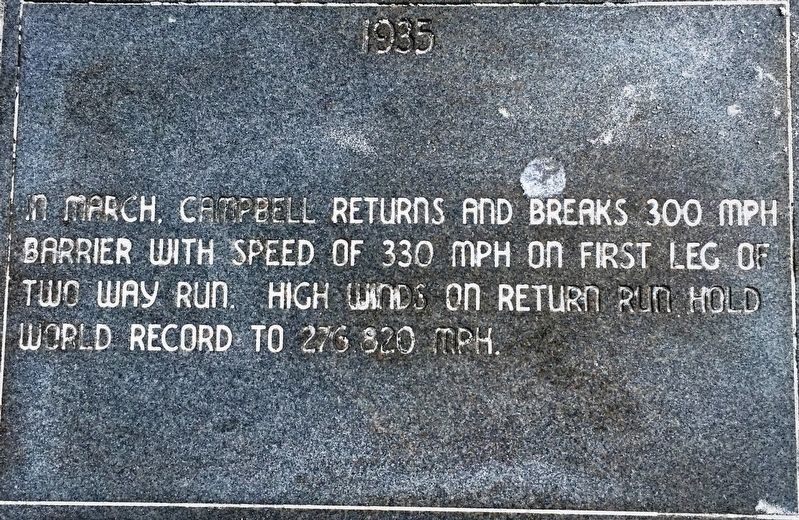 Racing on the Beach 1935 Marker. Click for full size. Racing on the Beach 1935 Marker image. Click for full size.