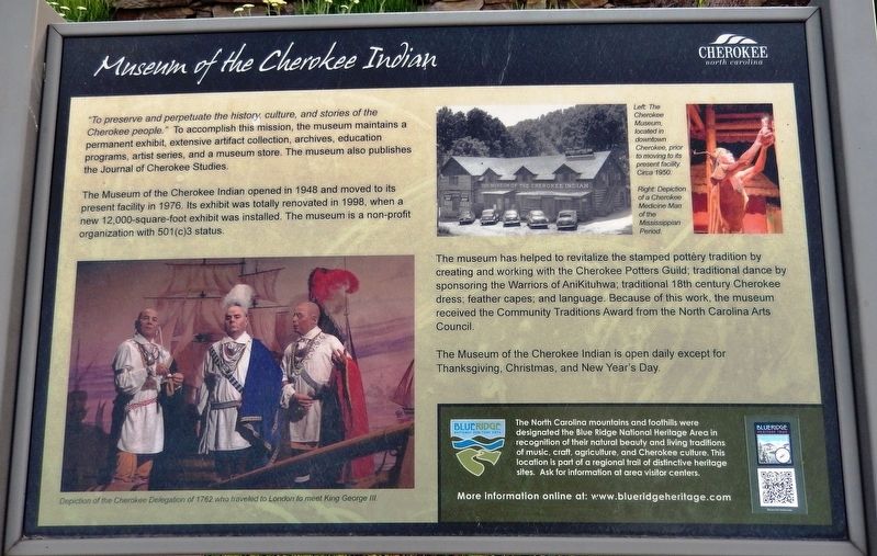 Museum of the Cherokee Indian Marker image. Click for full size.