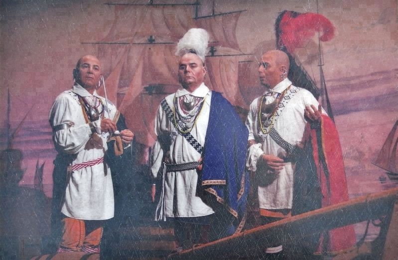 Marker detail: Depiction of 1762 Cherokee Delegation who traveled to London to meet King George III image. Click for full size.