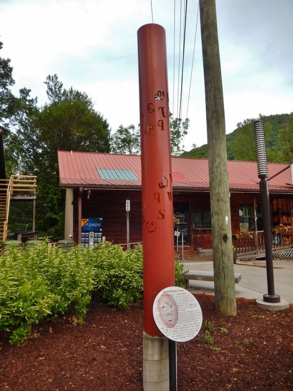 Wild Potato Clan Marker (<i>wide view • gift shop in background</i>) image. Click for full size.