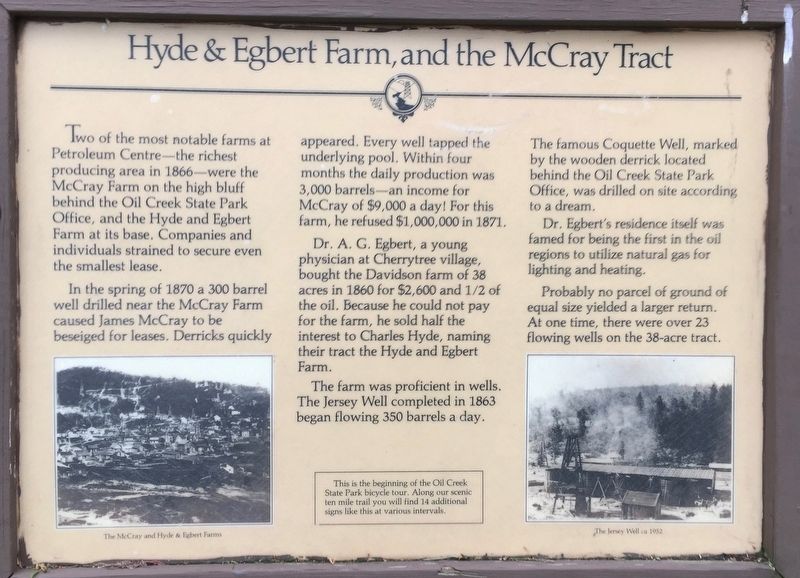 Hyde & Egbert Farm, and the McCray Tract Marker image. Click for full size.