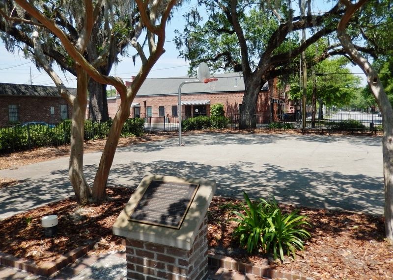 Recreation on Crawford Square Marker<br>(<i>wide view • basketball court in background</i>). Click for full size. Recreation on Crawford Square Marker<br>(<i>wide view • basketball court in background</i>) image. Click for full size.