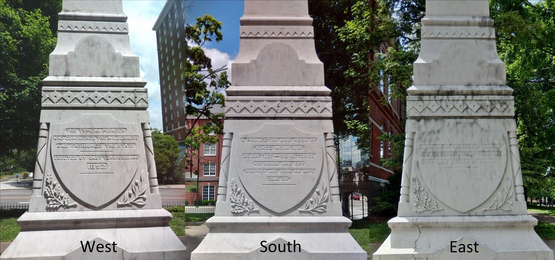 Governor John Sevier Marker (<i>west, south & east sides</i>) image. Click for full size.