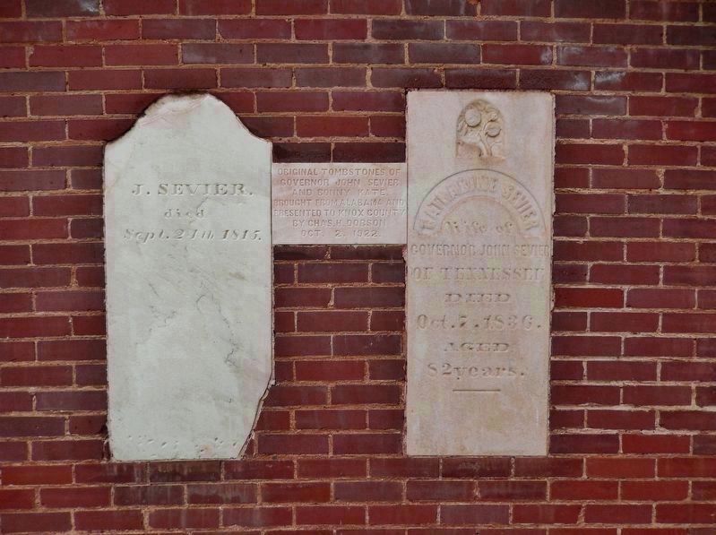 Governor John Sevier & Katherine Sevier tombstones image. Click for full size.