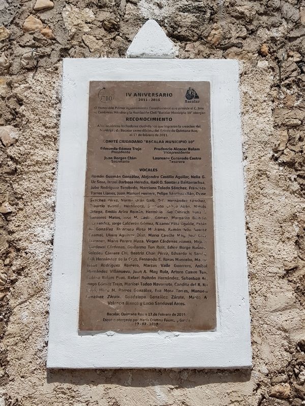 Creation of the Municipality of Bacalar Marker image. Click for full size.
