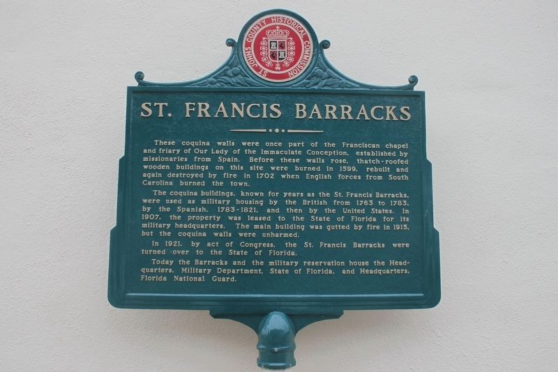 St. Francis Barracks Marker after restoration image. Click for full size.