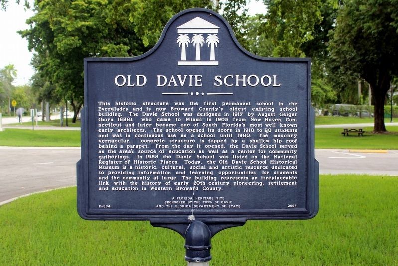 Old Davie School Marker image. Click for full size.