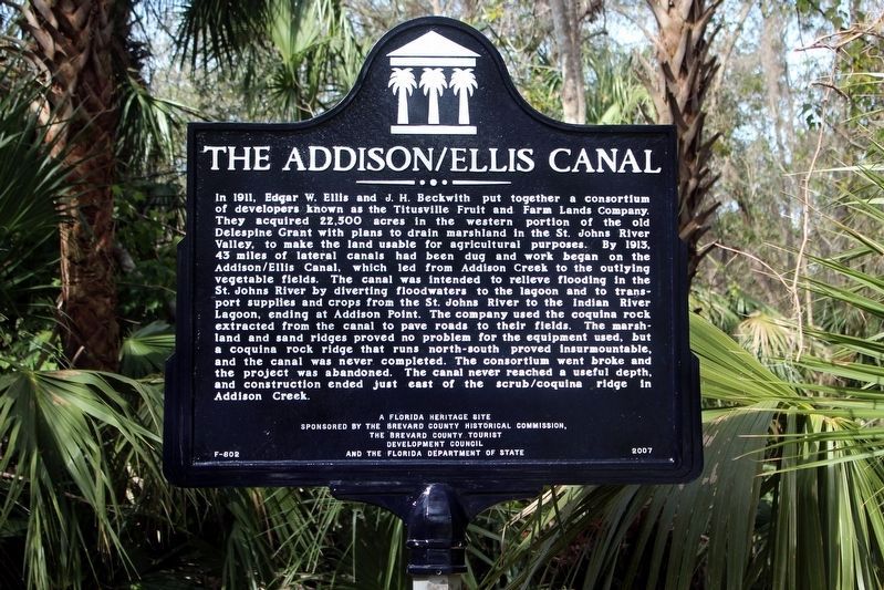 The Addison/Ellis Canal Marker image. Click for full size.