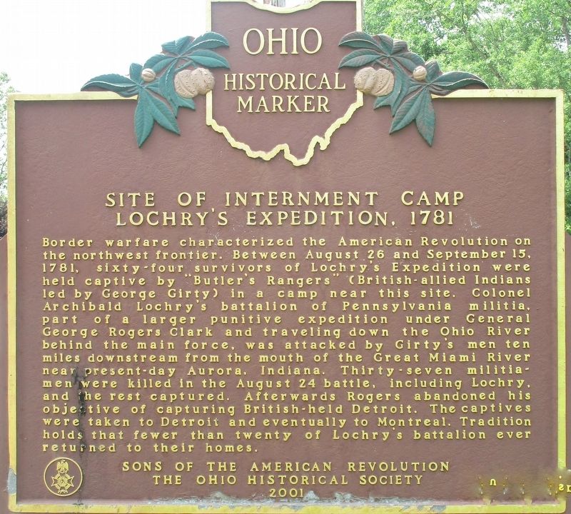 Site of Internment Camp Lochry�s Expedition, 1781 Marker image. Click for full size.