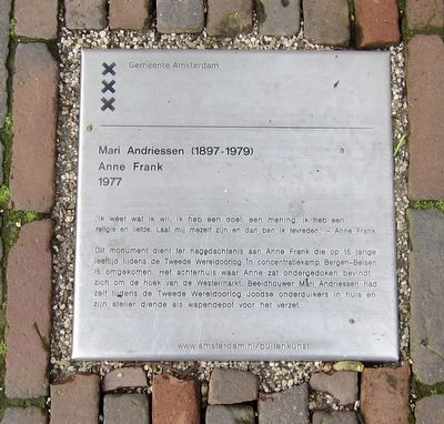 Anne Frank Marker. Click for full size. Anne Frank Marker image. Click for full size.