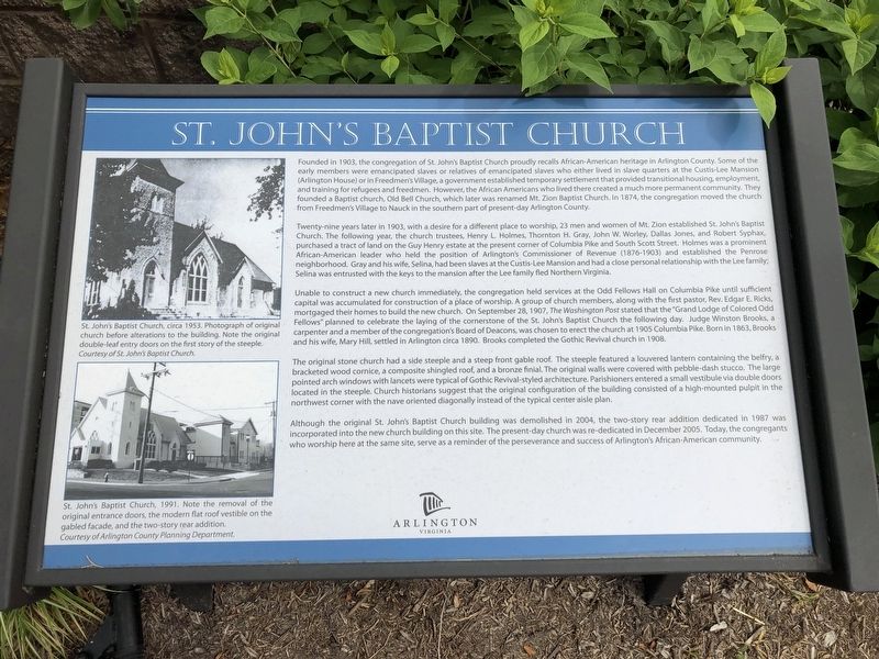 St. John's Baptist Church Marker image. Click for full size.